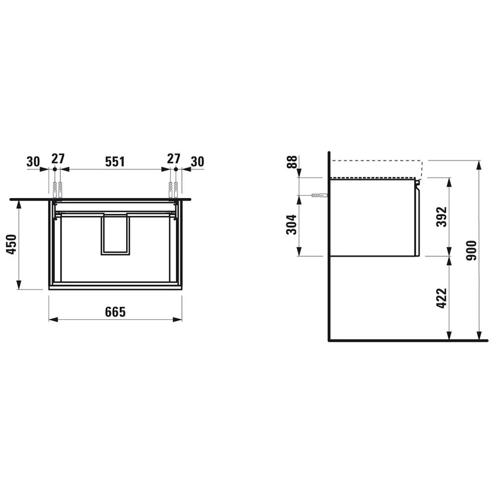 LAUFEN PRO S Waschtischunterbau 66,5 cm mit 1 Auszug Bild 2