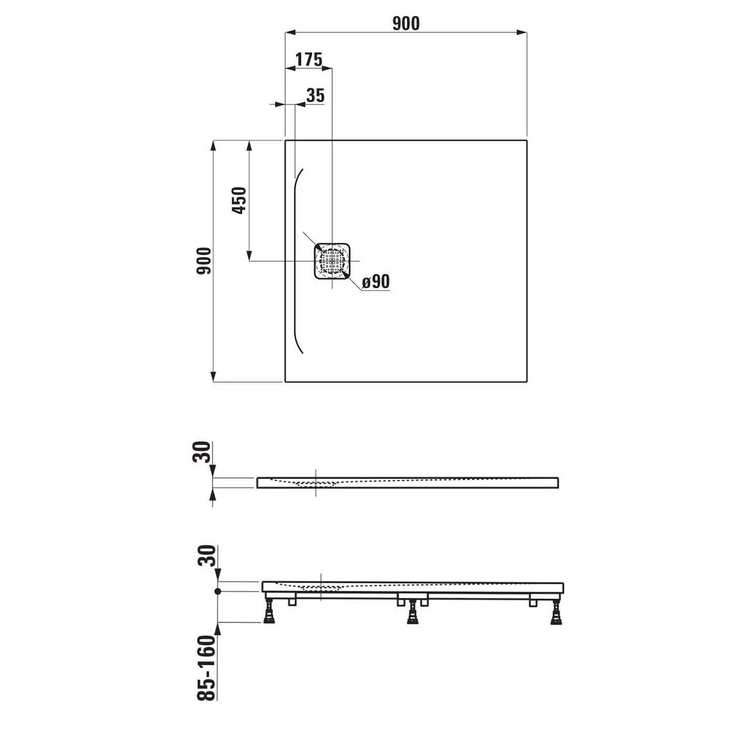 LAUFEN PRO Marbond Duschwanne 90 x 90 x 3 cm Bild 5