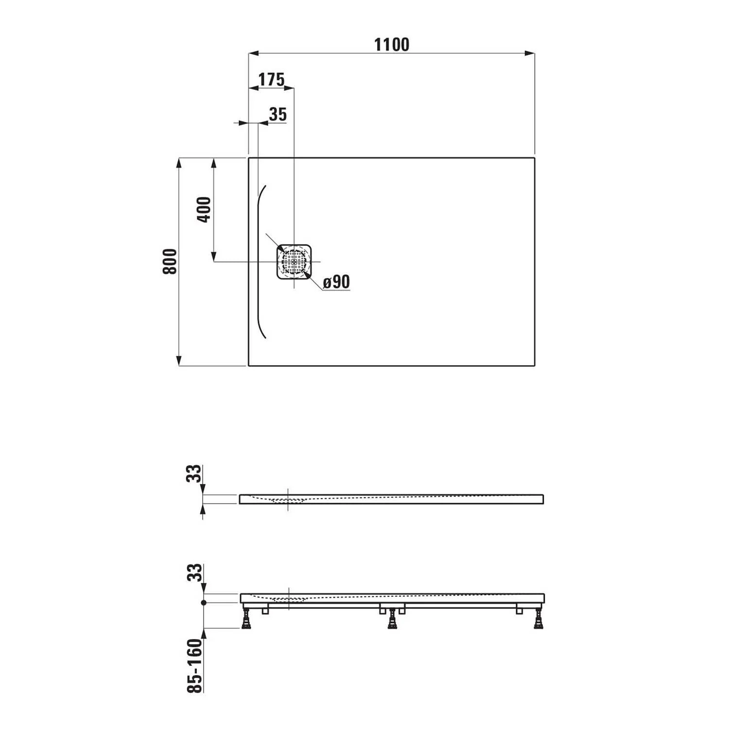 LAUFEN PRO Marbond Duschwanne 110 x 80 x 3,3 cm Bild 5