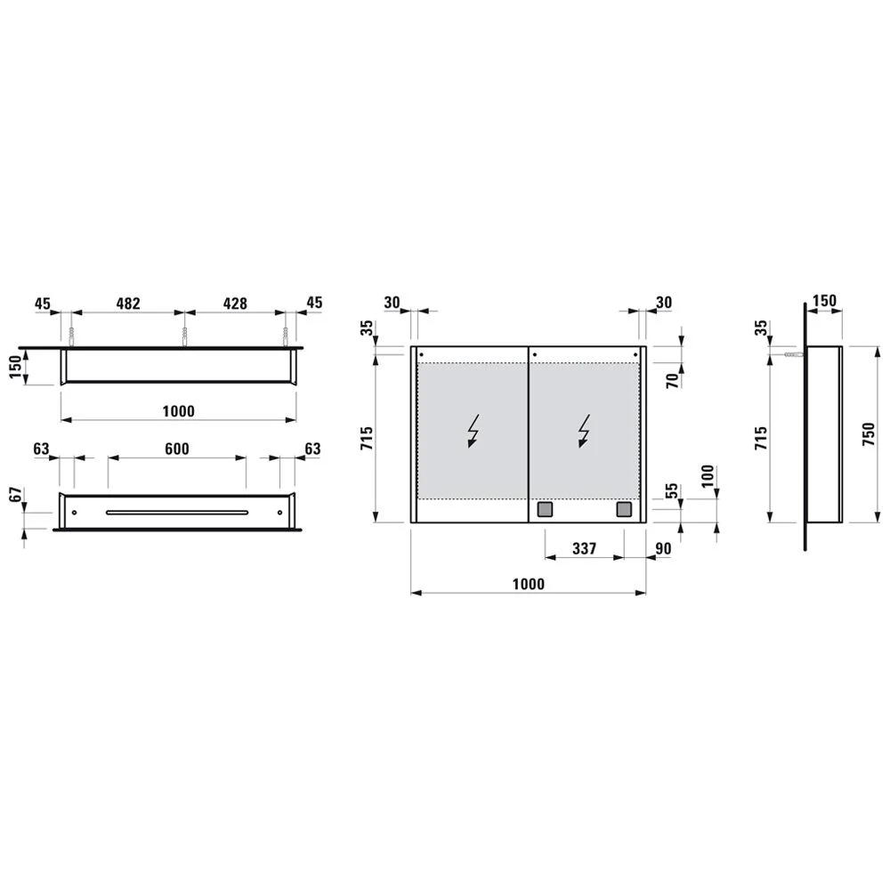 LAUFEN Frame 25 Spiegelschrank 100 x 75 cm mit 2 Türen Bild 2