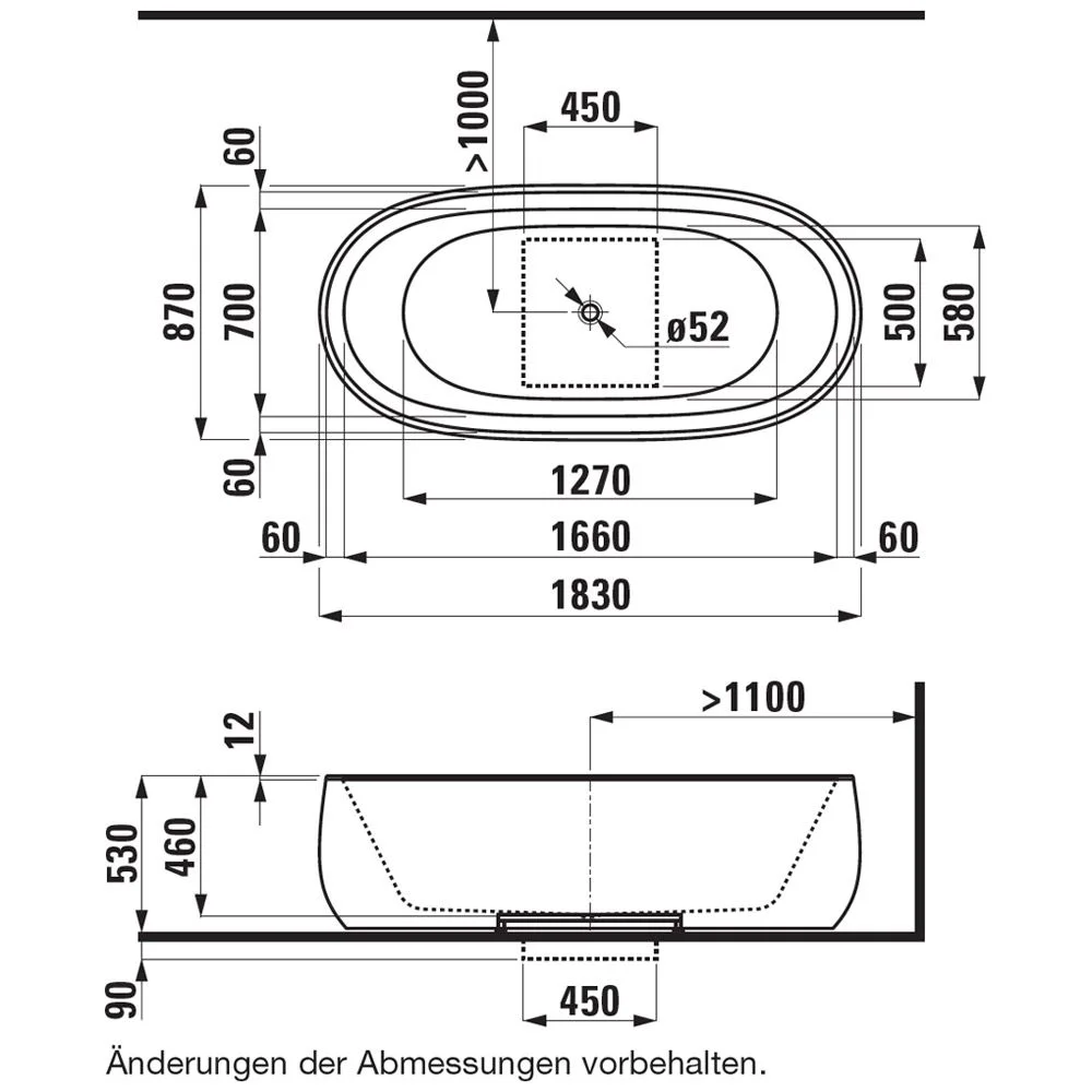 LAUFEN Il Bagno Alessi freistehende Badewanne 183 x 87 cm, mit Beleuchtung Bild 5