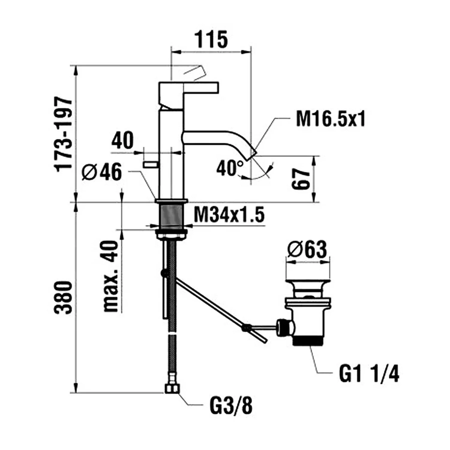 LAUFEN Kartell Einhand-Waschtischmischer mit Ablaufventil Bild 5