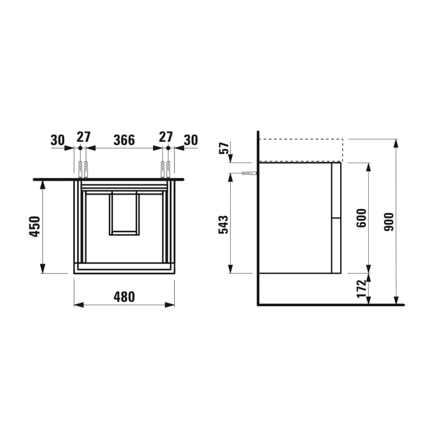 LAUFEN Kartell Waschtischunterbau 48 cm mit 2 Auszügen Bild 5