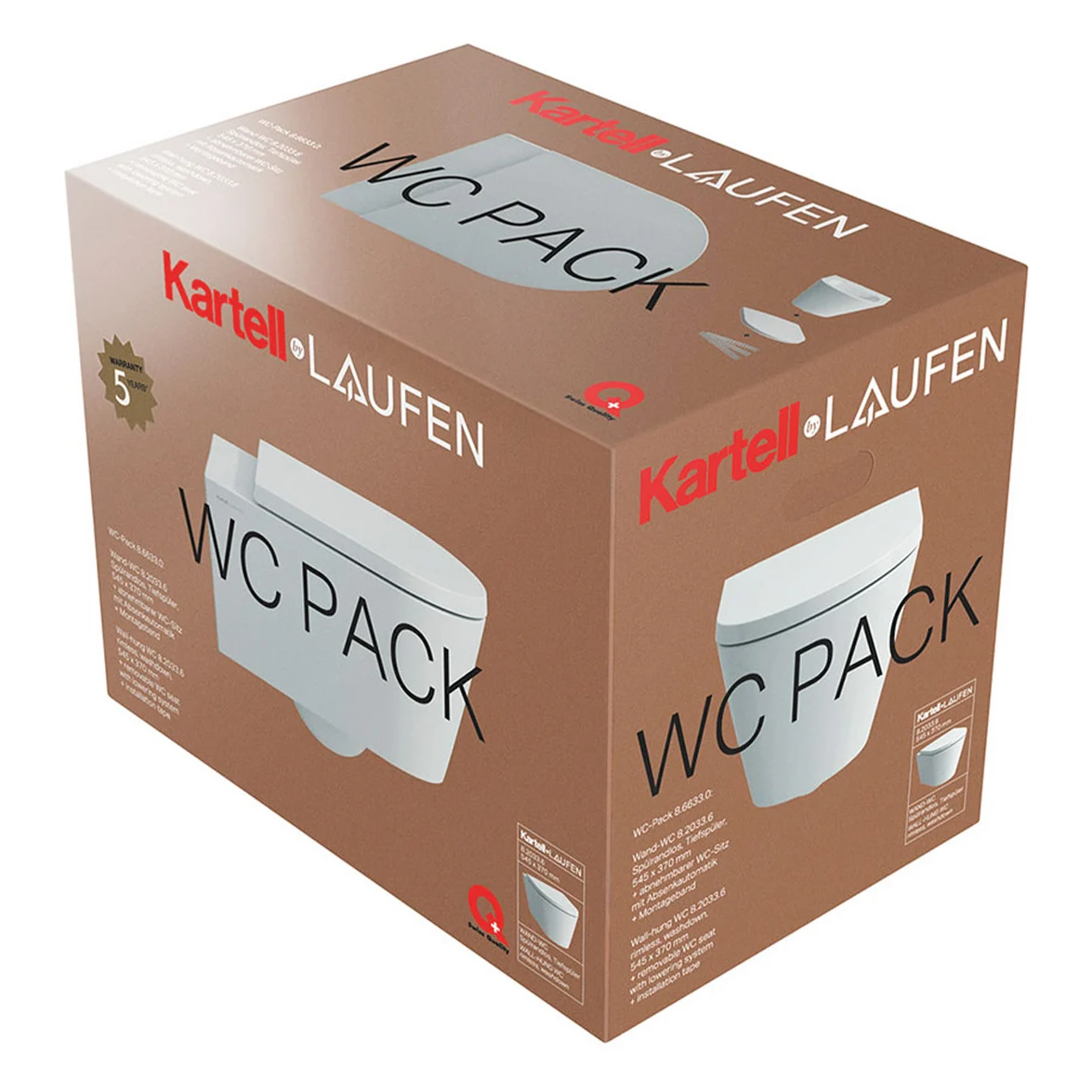 LAUFEN Kartell Wand WC PACK mit Tiefspüler spülrandlos, WC Sitz inkl. Absenkautomatik, EasyFit Bild 13