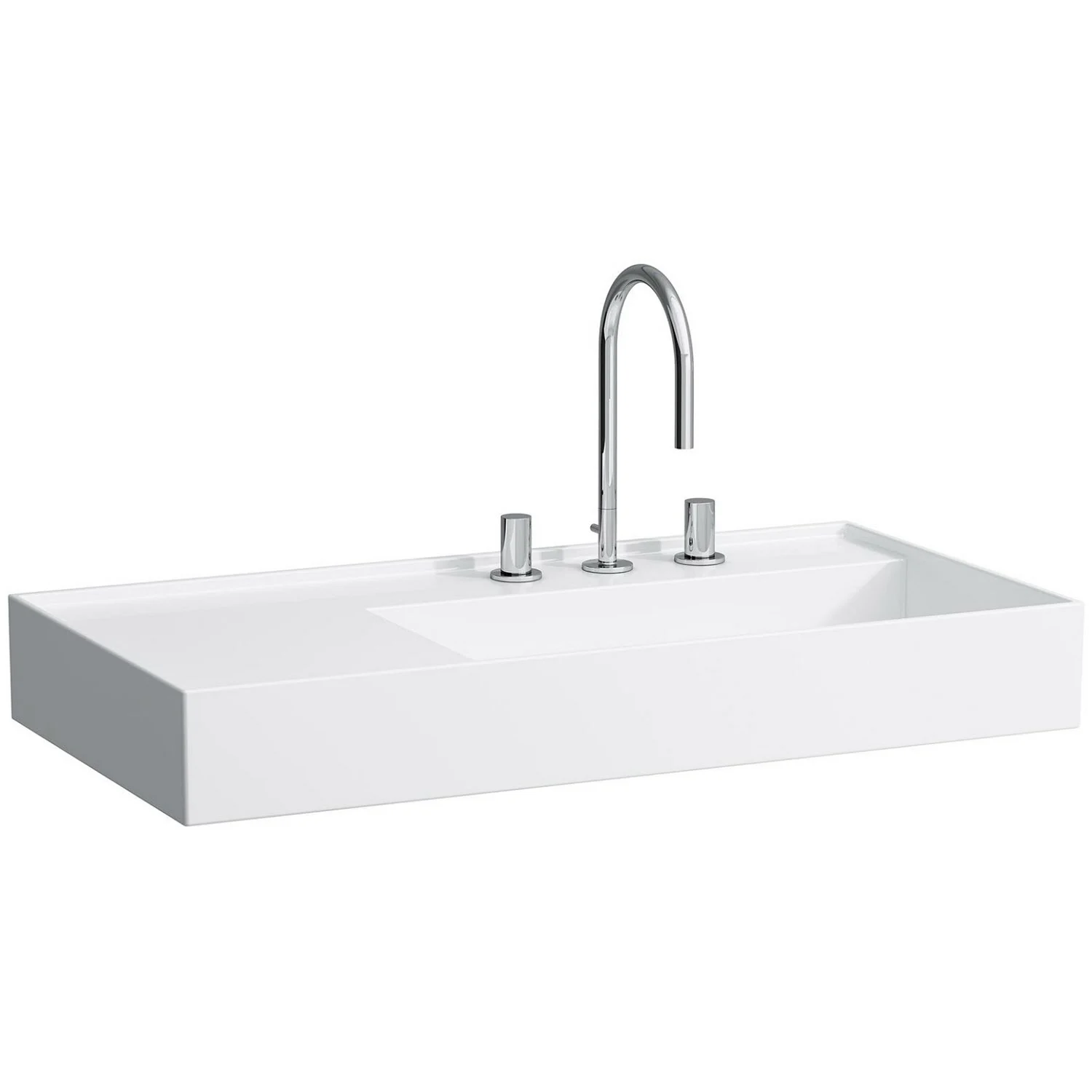 LAUFEN Kartell Waschtisch 90 x 46 cm, mit Ablage links und 3 Hahnlöchern
