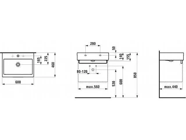 LAUFEN Living City Waschtisch 60 cm mit Überlauf und 1 Hahnloch Bild 5