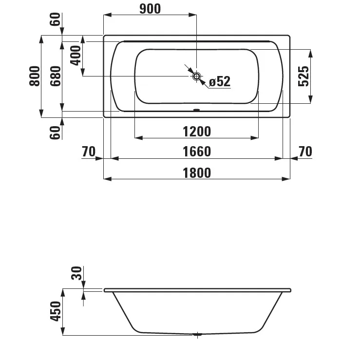 LAUFEN PRO Einbau-Badewanne 180 x 80 cm Bild 2