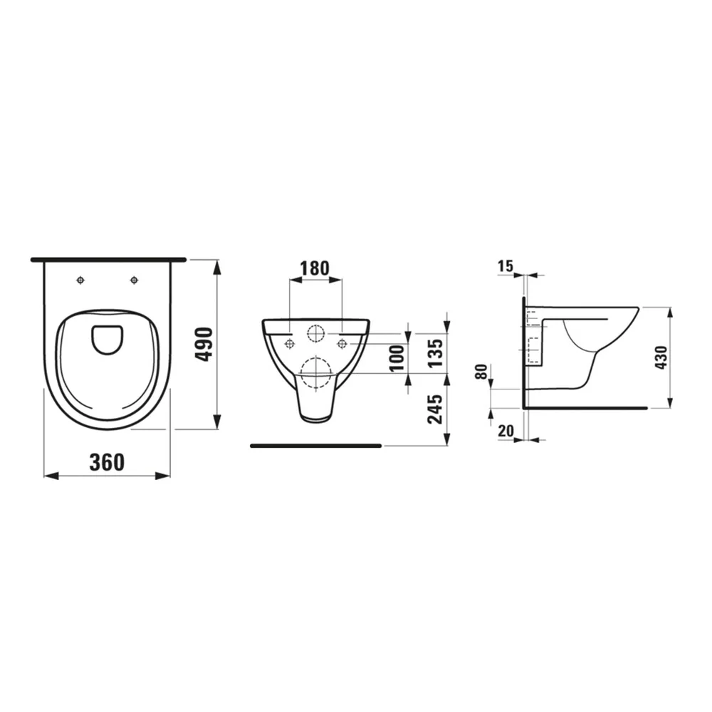 LAUFEN PRO Compact Wand-WC Tiefspüler ohne Spülrand Bild 3