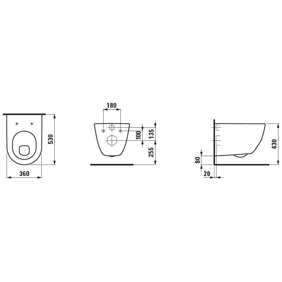 LAUFEN PRO Wand-WC-Flachspüler mit geschlossenem Spülrand Bild 4