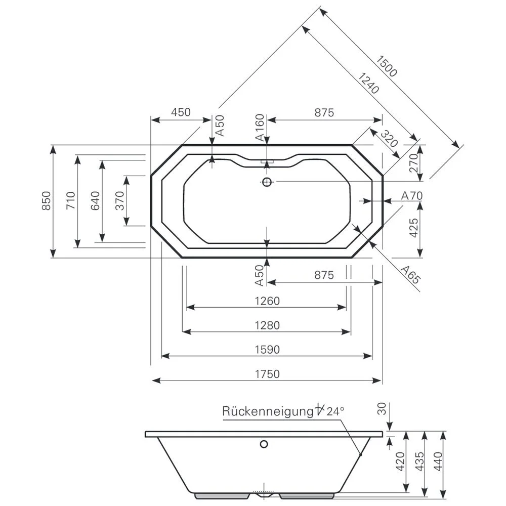 Mauersberger Achteck-Badewanne Grandis 175 x 85 cm Bild 2