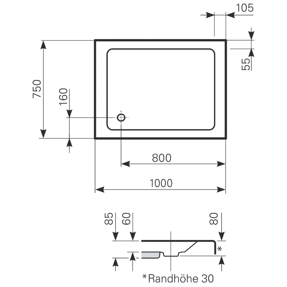 Mauersberger Duschwanne Litop 100 x 75 flach Bild 2