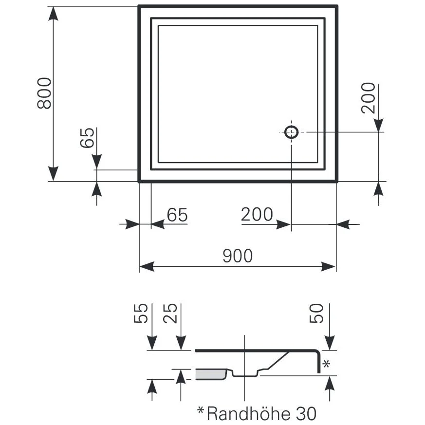 Mauersberger Duschwanne Localis 90 x 80 superflach Bild 2