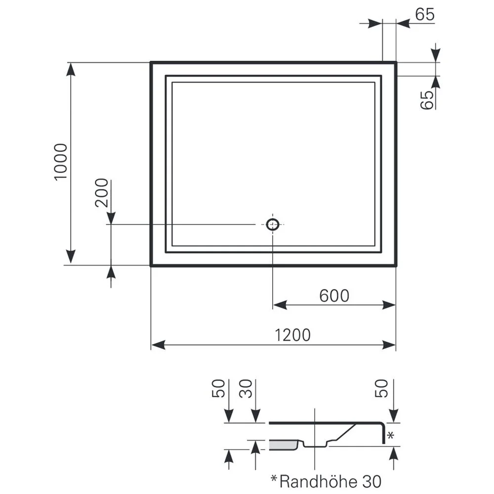 Mauersberger Duschwanne Lupina 120 x 100 superflach Bild 2