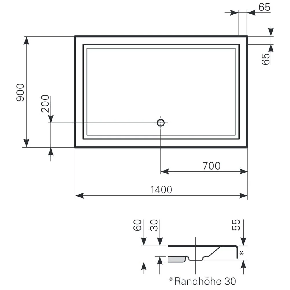 Mauersberger Duschwanne Lupina 140 x 90 superflach Bild 2