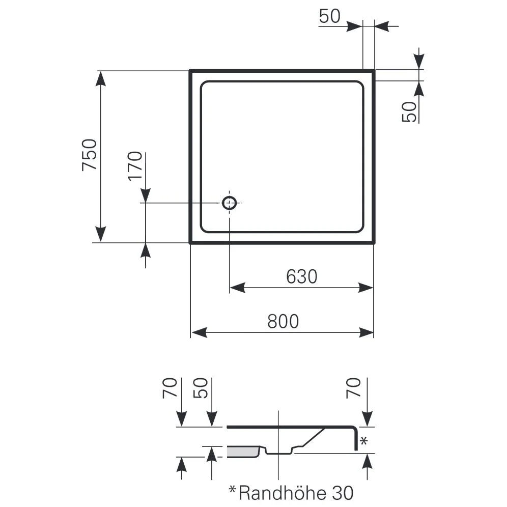 Mauersberger Duschwanne Lutea 80 x 75 flach Bild 2