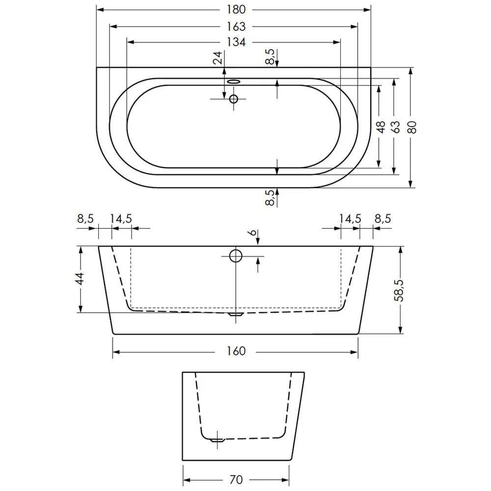 Steinkamp Living Vorwand-Badewanne 180 x 80 cm, inkl. Ein-, Ab- und Überlaufgarnitur MT5 Bild 5