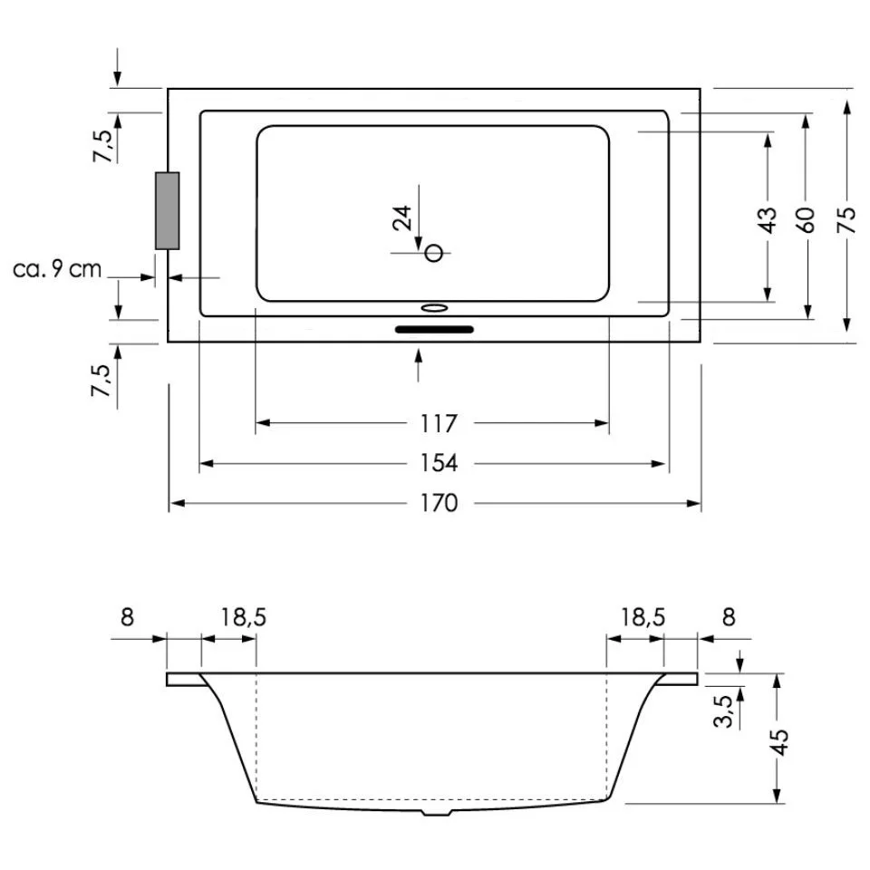 Steinkamp Life Badewanne 170 x 75 cm Bild 3