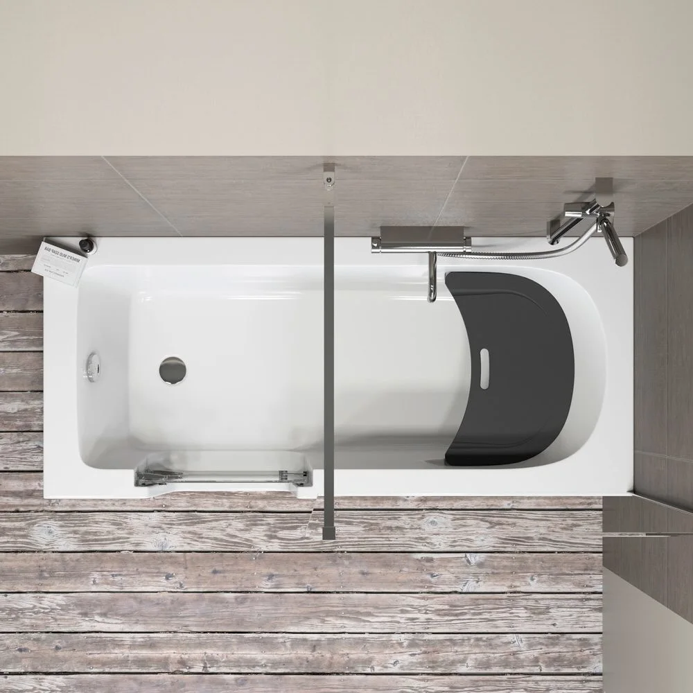 Steinkamp easy entry Badewanne 170 x 75 cm mit Glastür links, Trio Ablauf und Styrodurverkleidung Bild 6