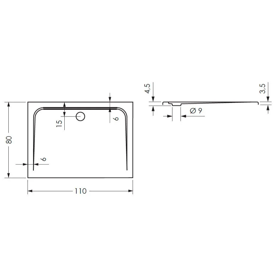 Steinkamp Plan Duschwanne 110 x 80 cm superflach Bild 3