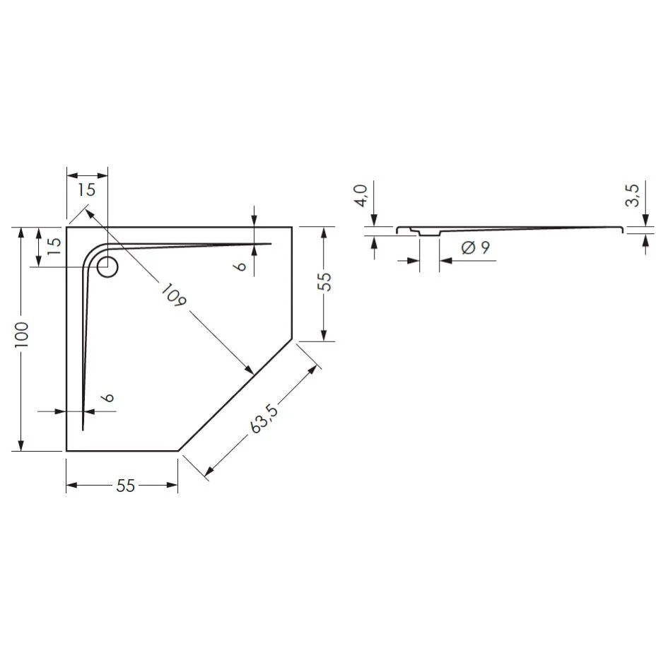 Steinkamp Plan Fünfeck Duschwanne 100 x 100 cm Bild 2