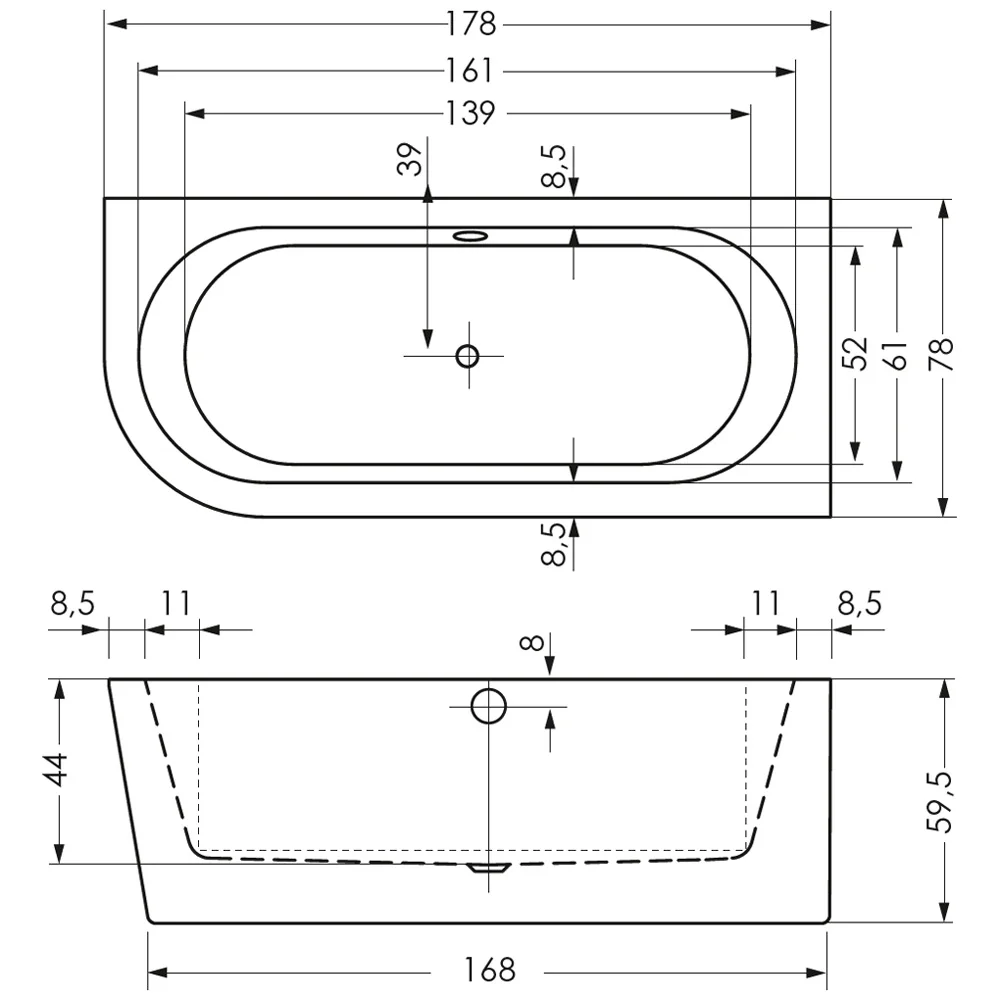 Steinkamp Living Eckbadewanne 180 x 80 cm mit Schürze links, inkl. Ab- und Überlaufgarnitur M5 Bild 3