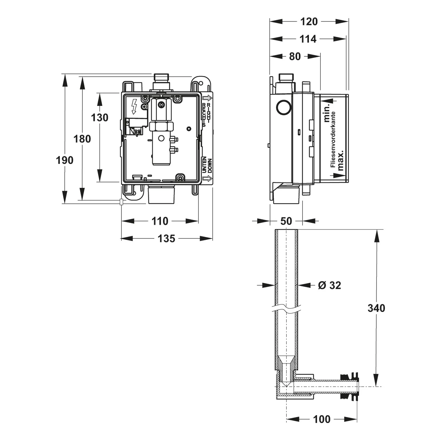MEPA Unimont Urinal Rohbauset für Spülautomatic Sanicontrol und für UP-Druckspüler Bild 2
