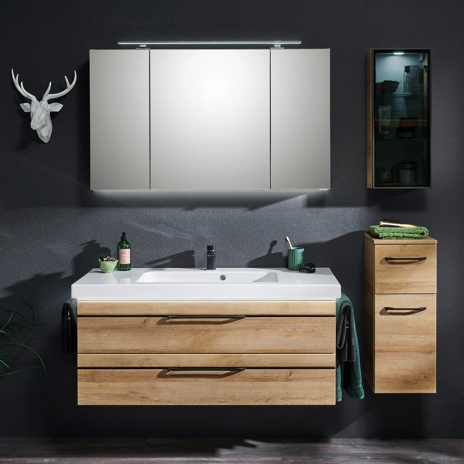 Pelipal Balto Waschtischunterschrank 88 x 49 x 48 cm, mit 2 Auszügen, Griff V2, Einlage schwarz Bild 4