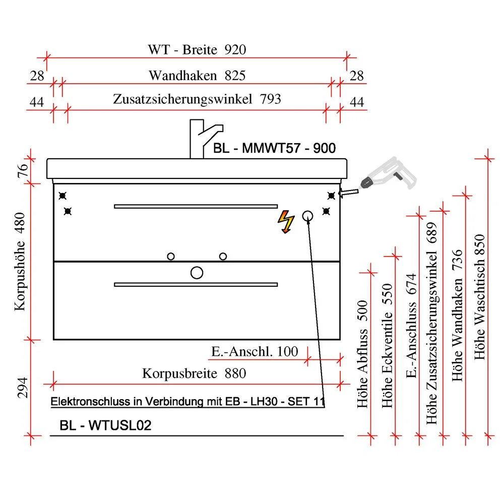Pelipal Balto Waschtischunterschrank 88 x 49 x 48 cm, mit 2 Auszügen, Griff Z1, Einlage chrom Bild 5