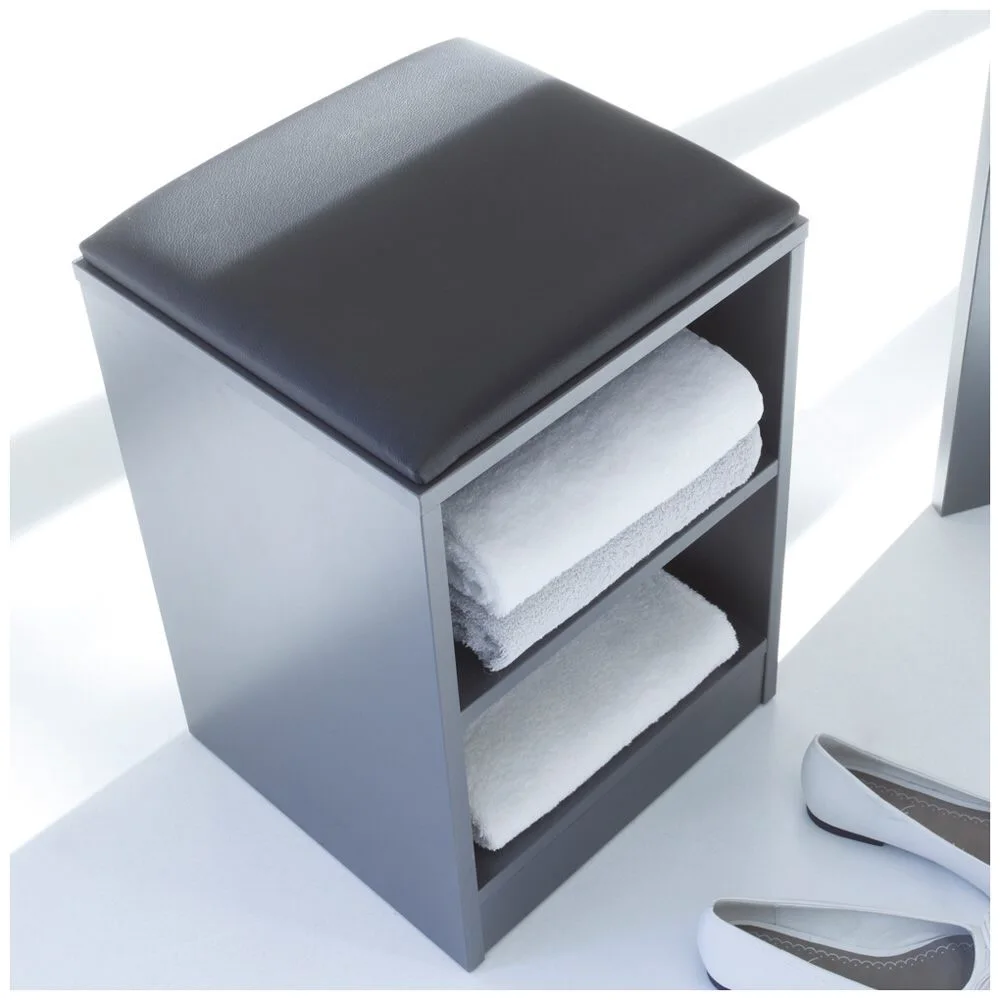 Pelipal Rollhocker 35,2 x 33 x 48 cm mit Ablagen und Sitzkissen in schwarz