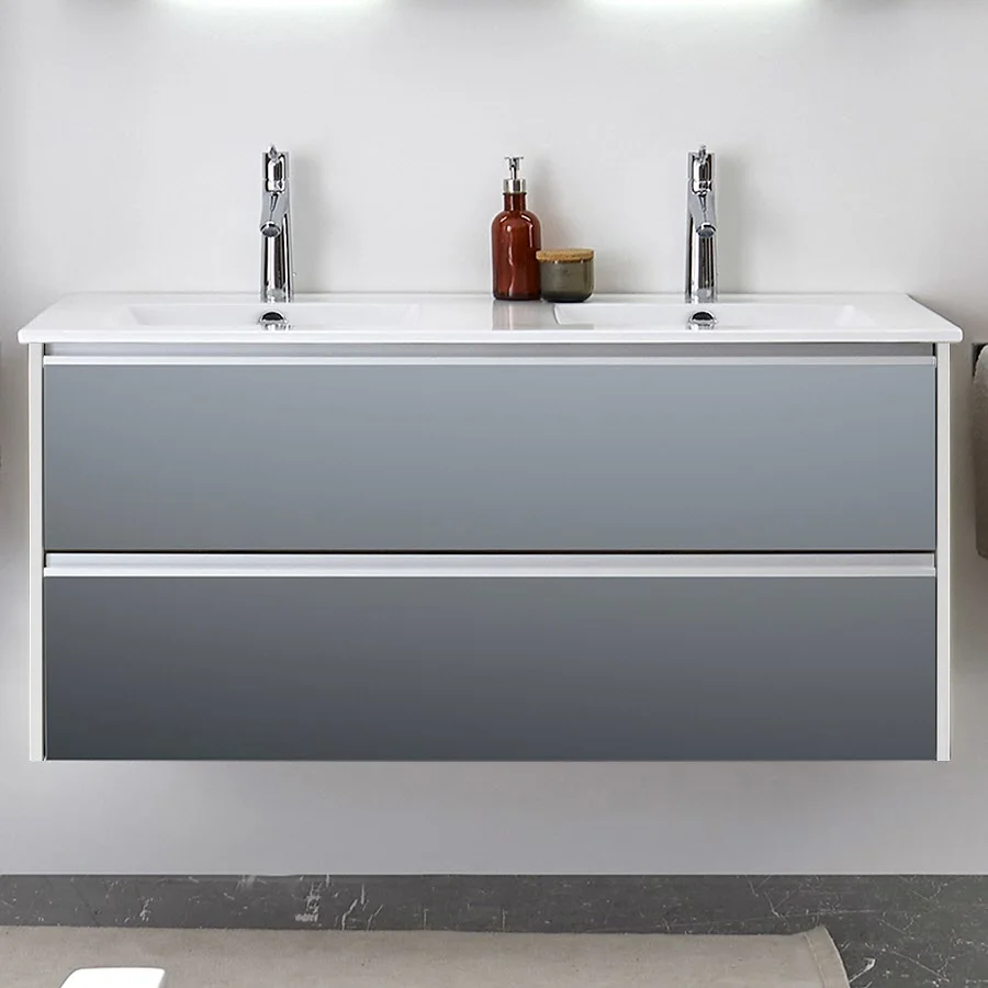 Pelipal Serie 6040 Waschtischunterschrank 118,3 cm mit 2 Auszügen, für Doppelwaschtisch