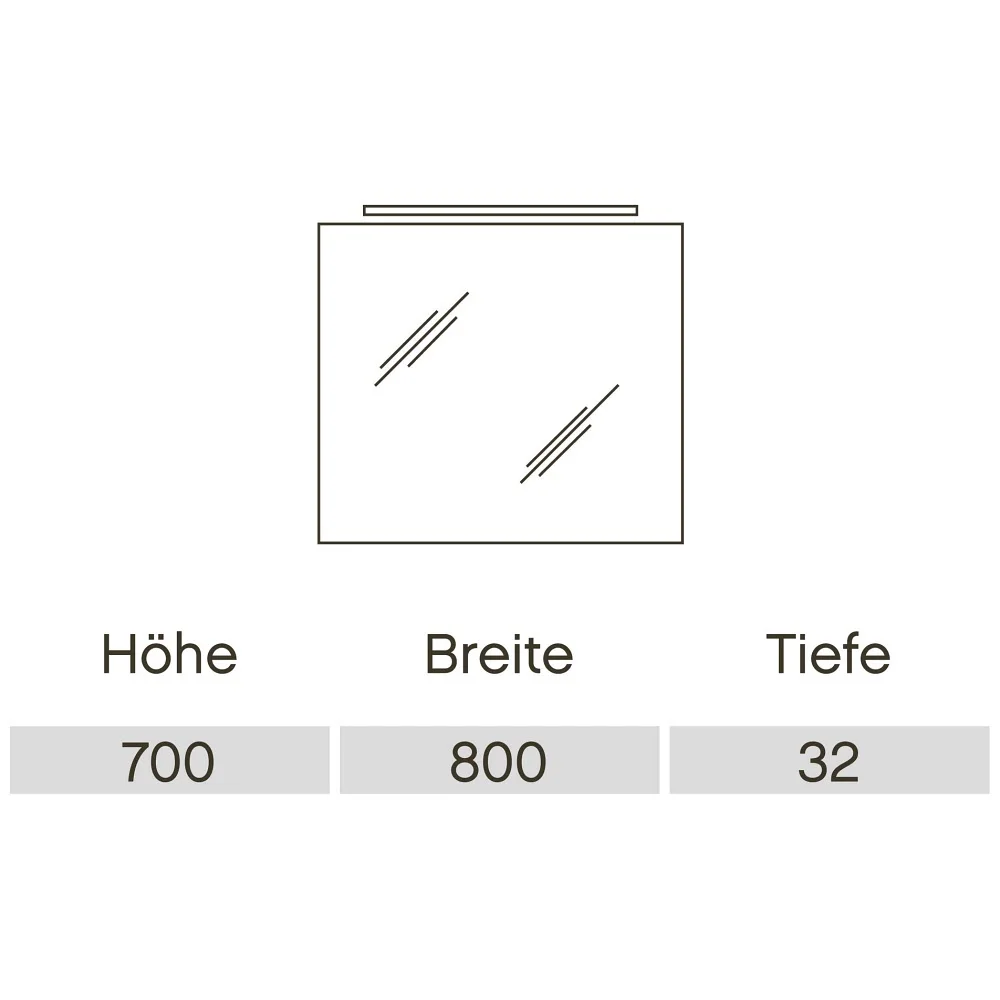 Pelipal Badspiegel Serie 6110 in 80 cm mit LED-Aufsatzleuchte und glänzender Weiß-Oberfläche Bild 5