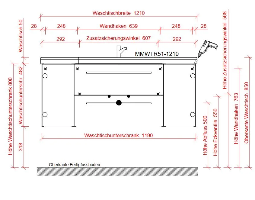 Rysunek techniczny umywalki z wymiarami, Pelipal