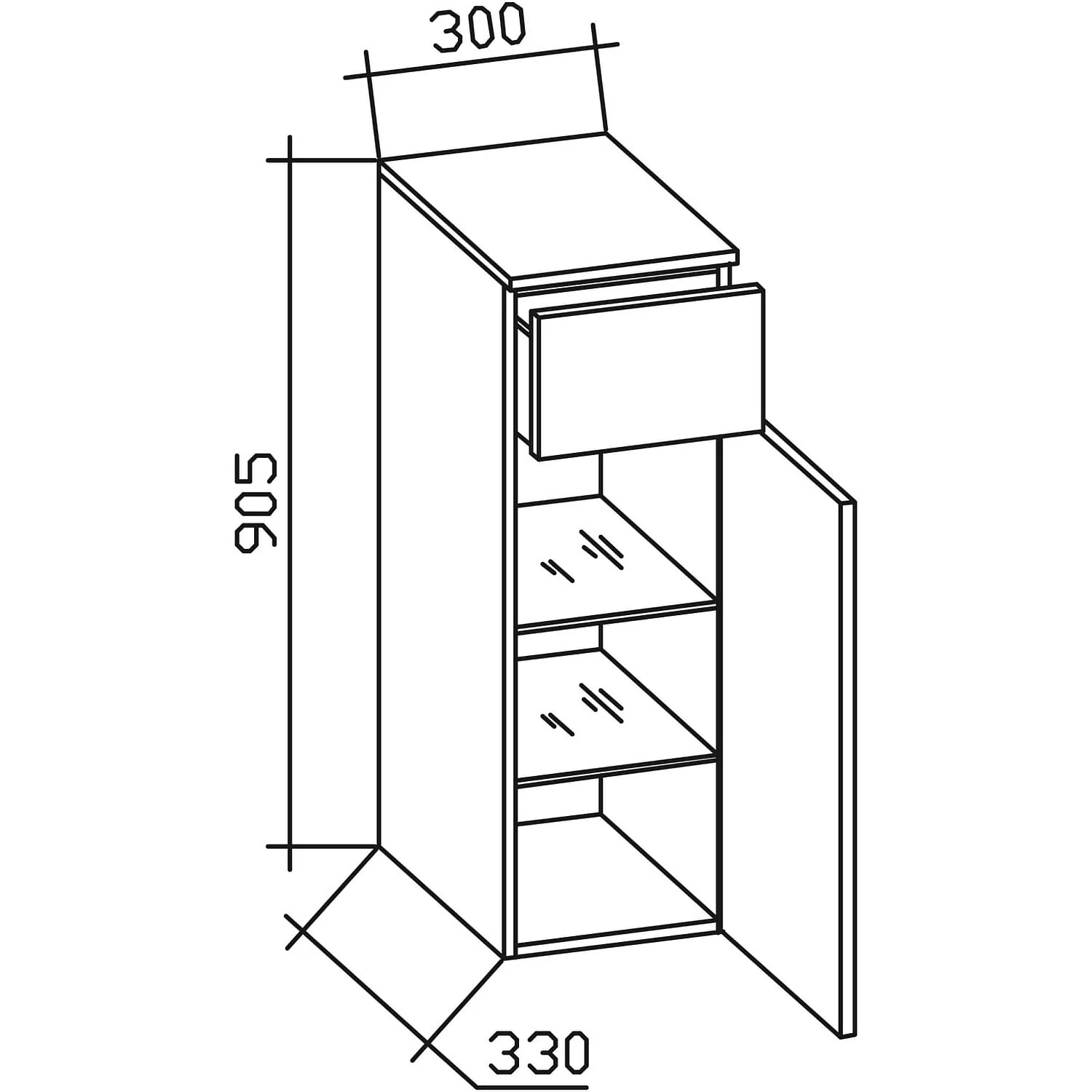 Pelipal Trentino Highboard mit 1 Drehtür und 1 Schubkasten 90,5 x 30 cm Bild 3