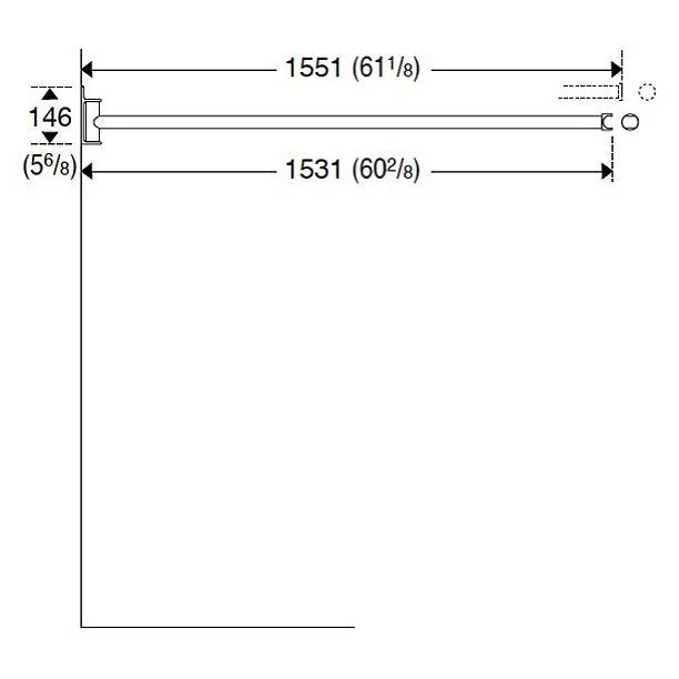 Pressalit schwenkbare Duschvorhangstange 155 x 155 cm Bild 3