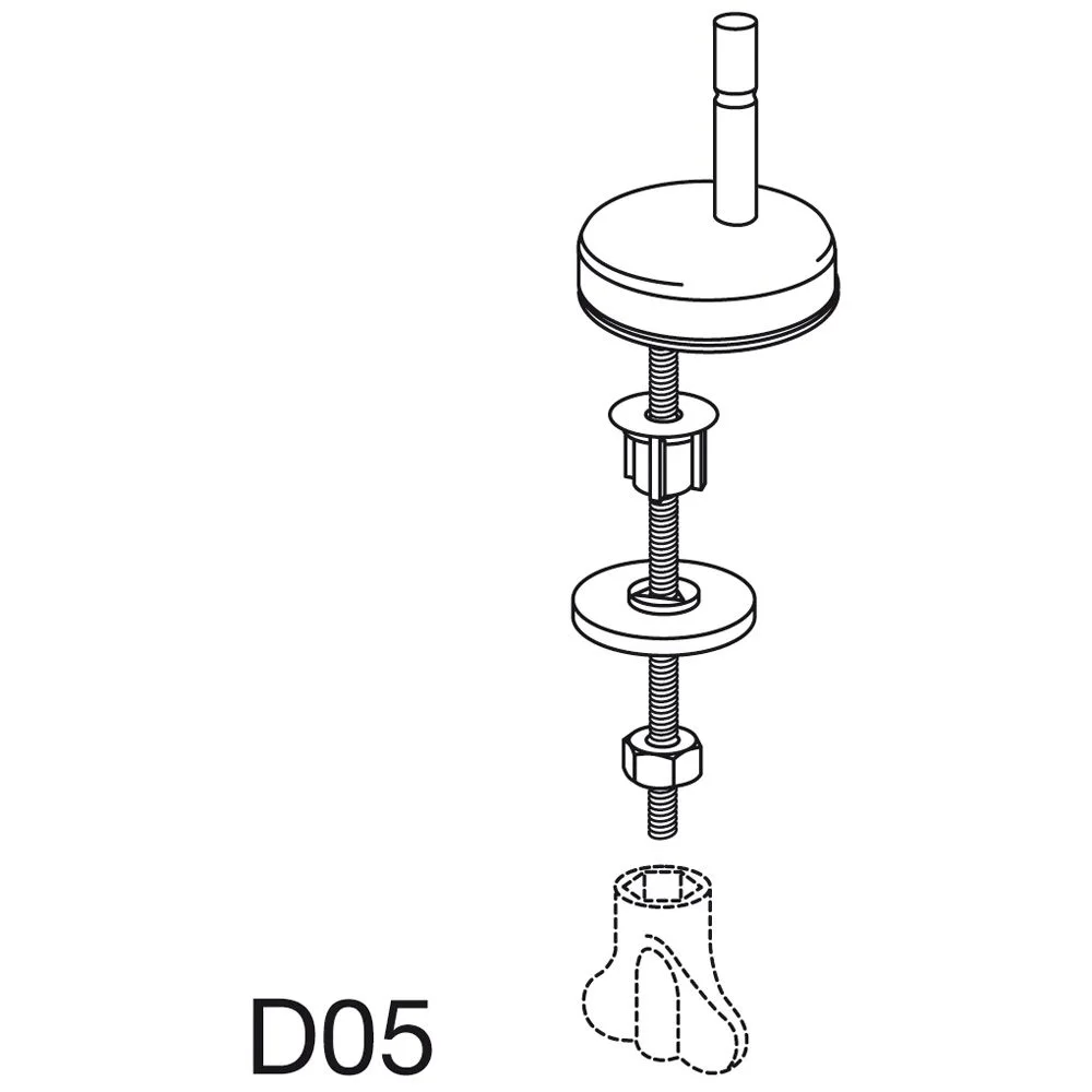Rysunek techniczny zawiasu oznaczonego D05, Pressalit