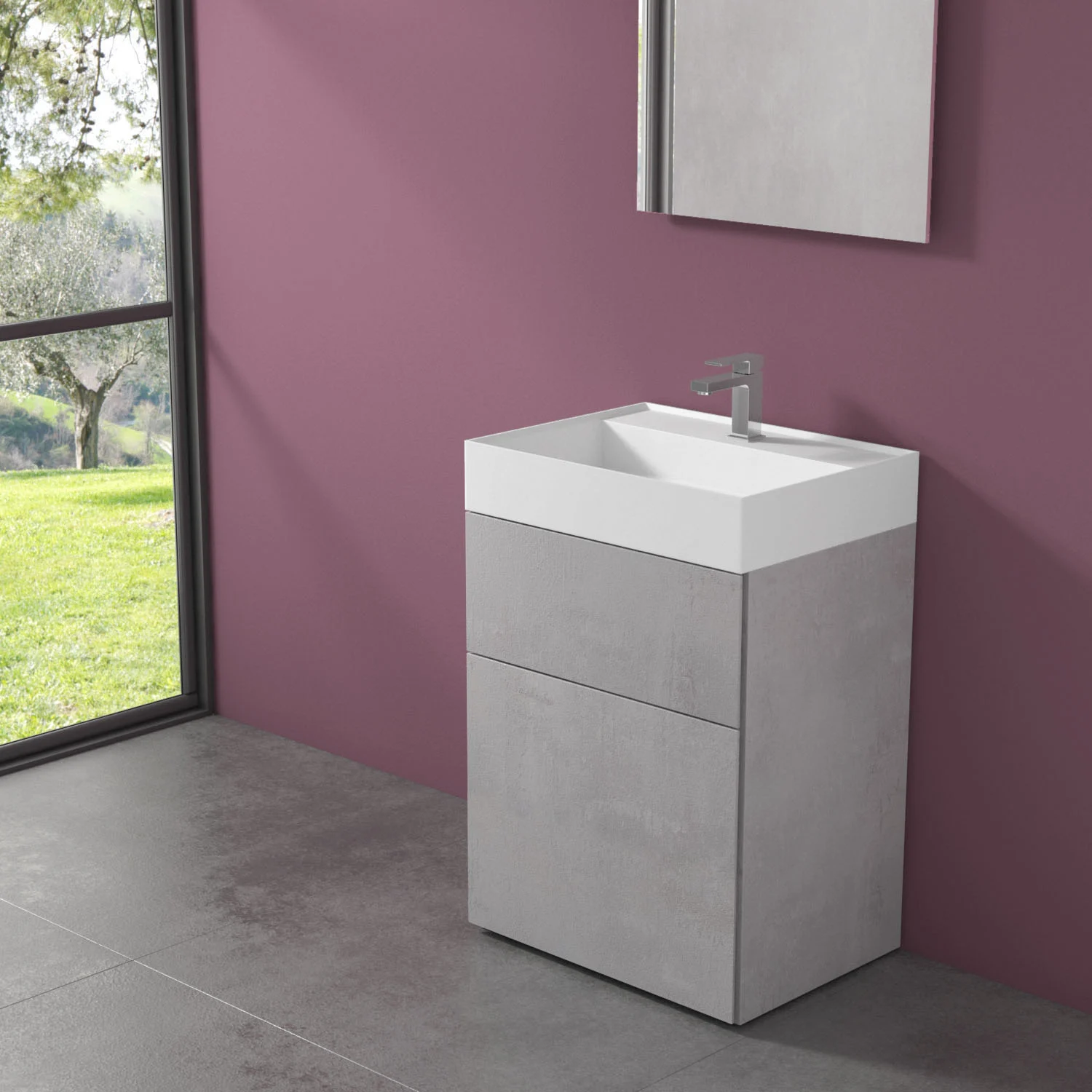progettobagno Pianosa Hitek Waschtisch mit Unterschrank 60 cm bodenstehend