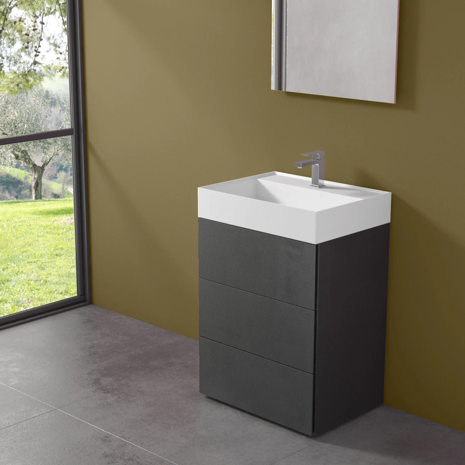 progettobagno Pianosa Hitek Waschtisch mit Unterschrank 60 cm bodenstehend