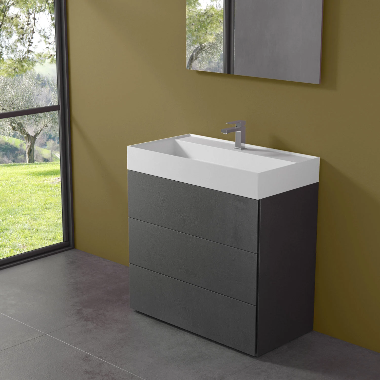progettobagno Pianosa Hitek Waschtisch mit Unterschrank 85 cm bodenstehend