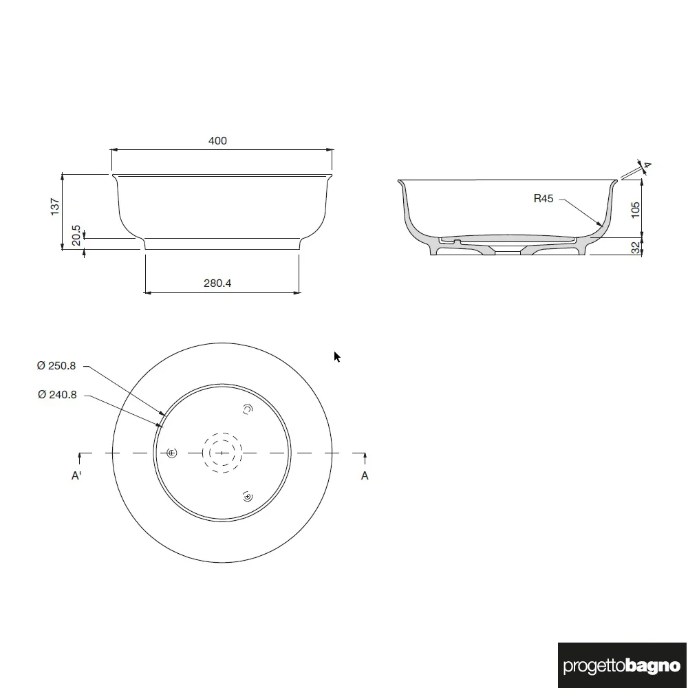 progettobagno Nicole Aufsatzwaschtisch Ø 40 cm Bild 5
