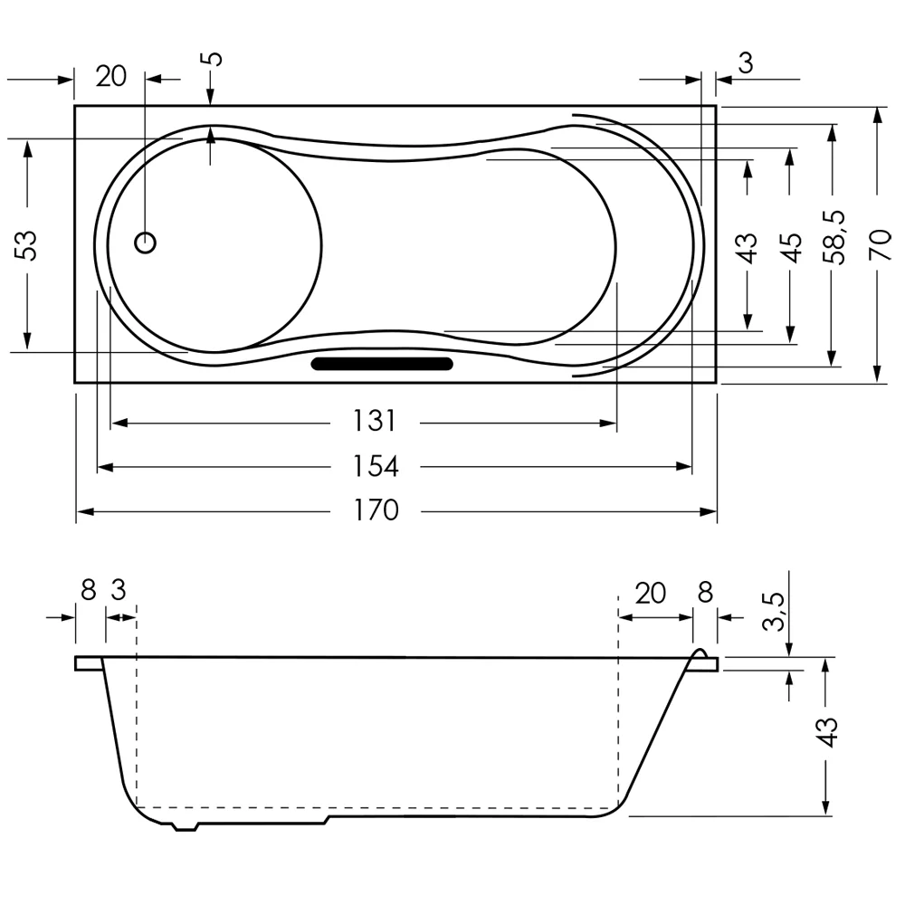Repabad Dublin 170/70 Rechteck-Badewanne Bild 2