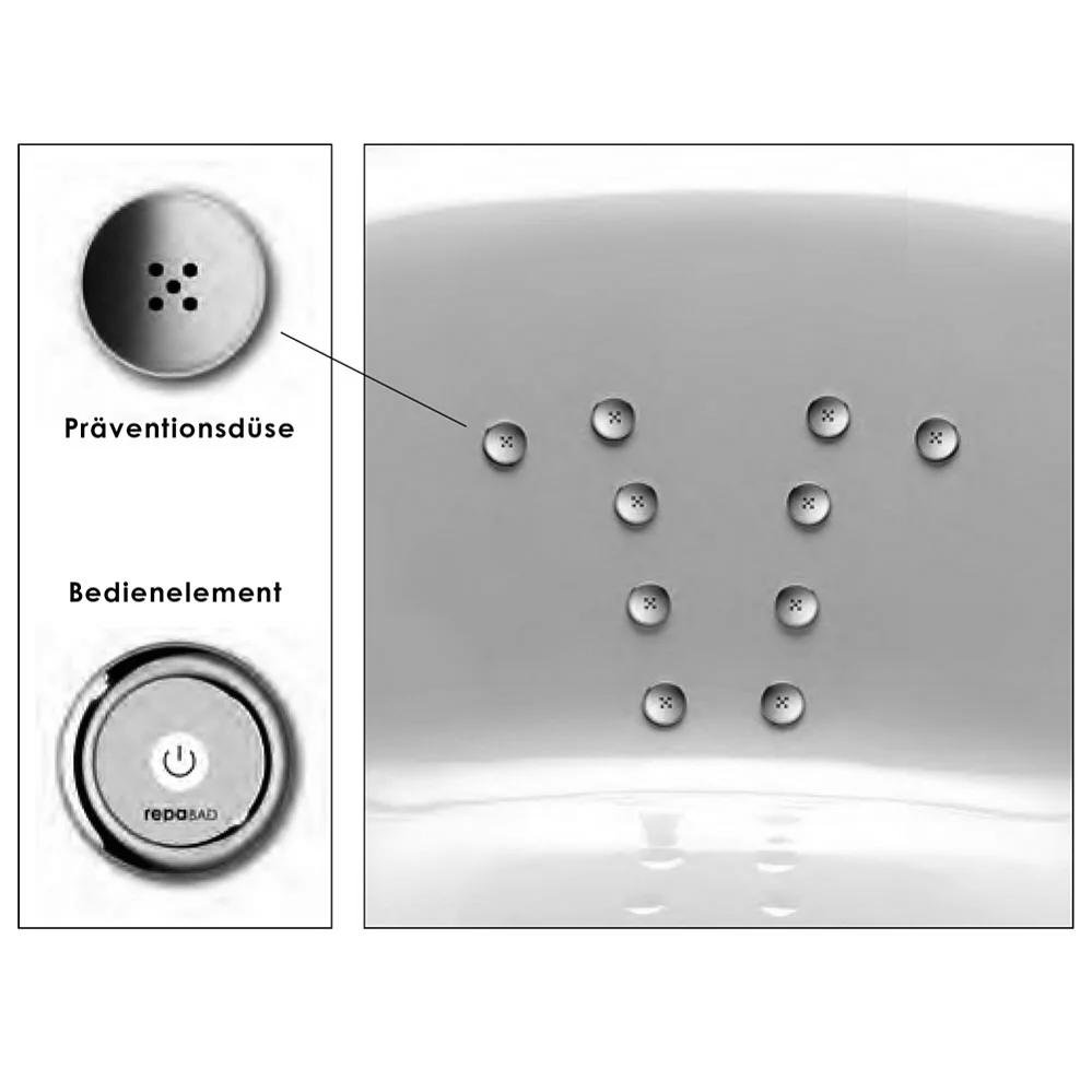 Repabad Genf 190 Rechteck Badewanne mit Rückentherapie und mit Wannenbefüllung Bild 4