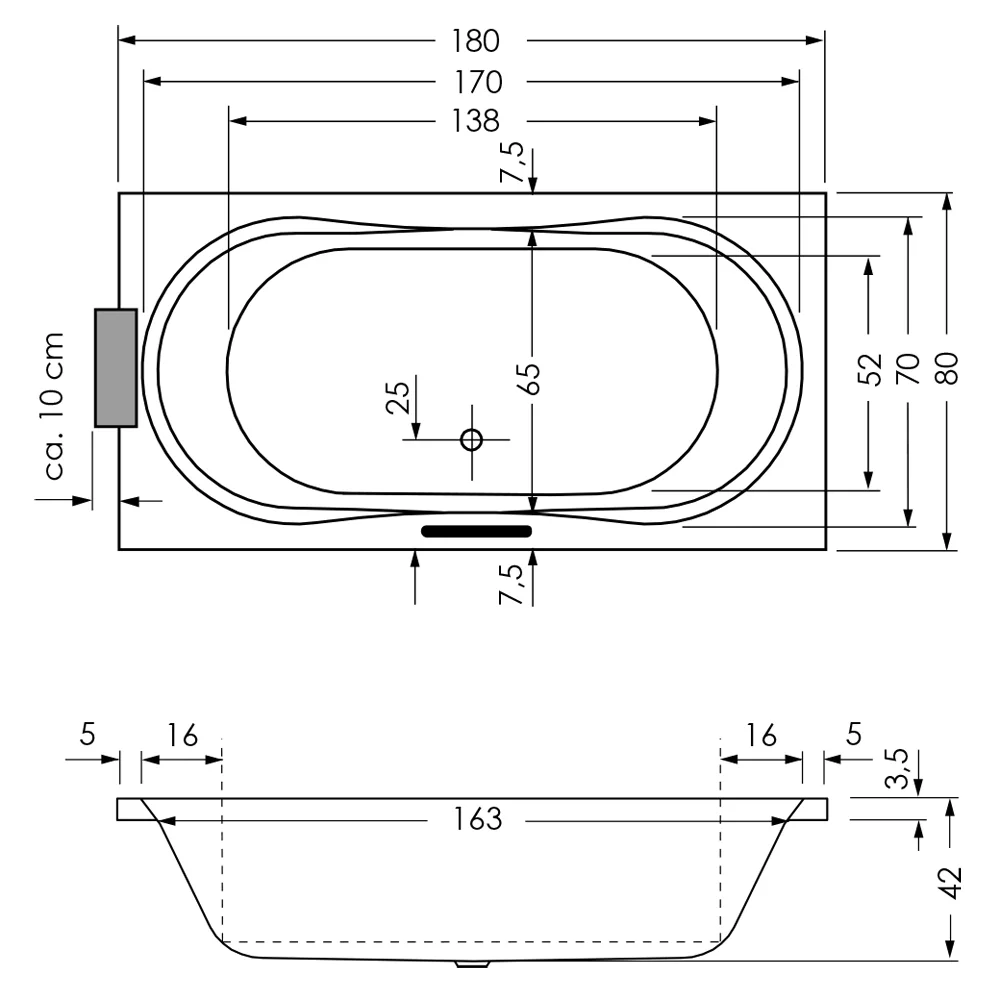 Repabad Pluto 180 Rechteck-Badewanne Bild 2