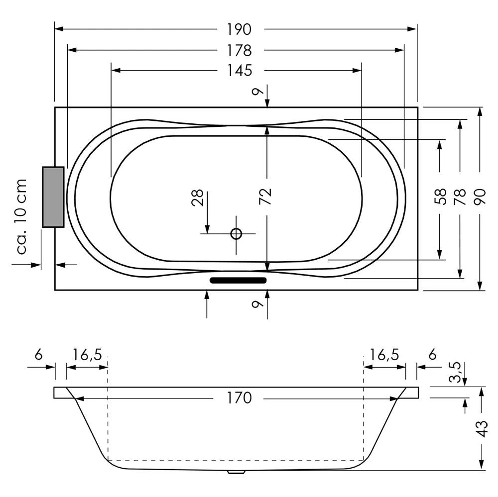 Repabad Pluto 190 Rechteck-Badewanne Bild 2