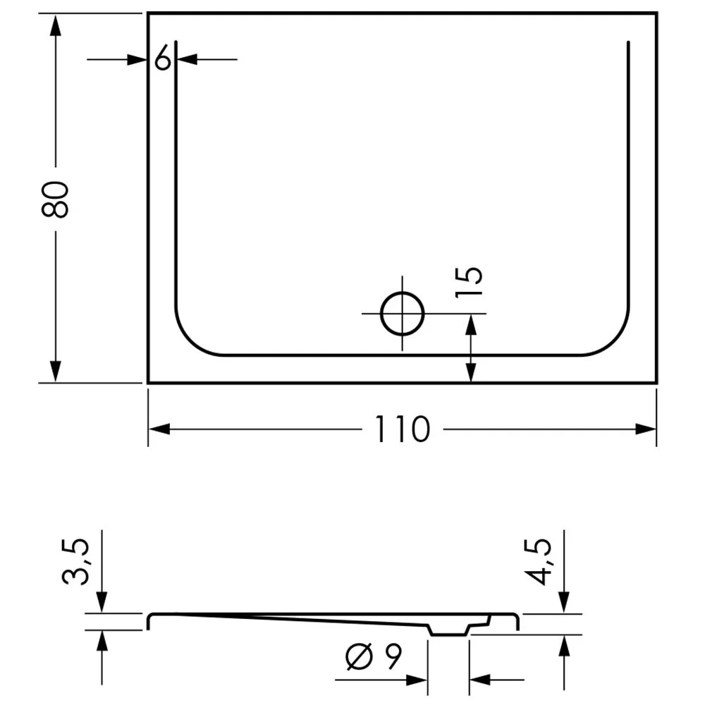 Repabad Como Rechteck-Duschwanne 110 x 80 cm Bild 2