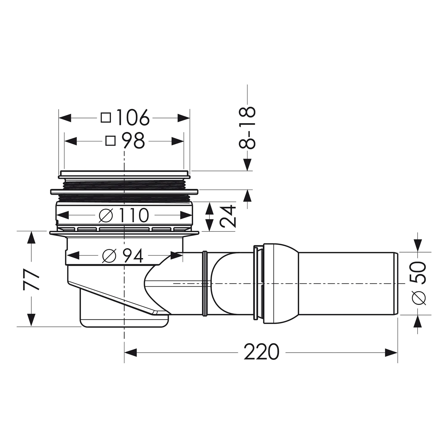 Repabad Bodenablauf DN 50 waagerecht Bild 2