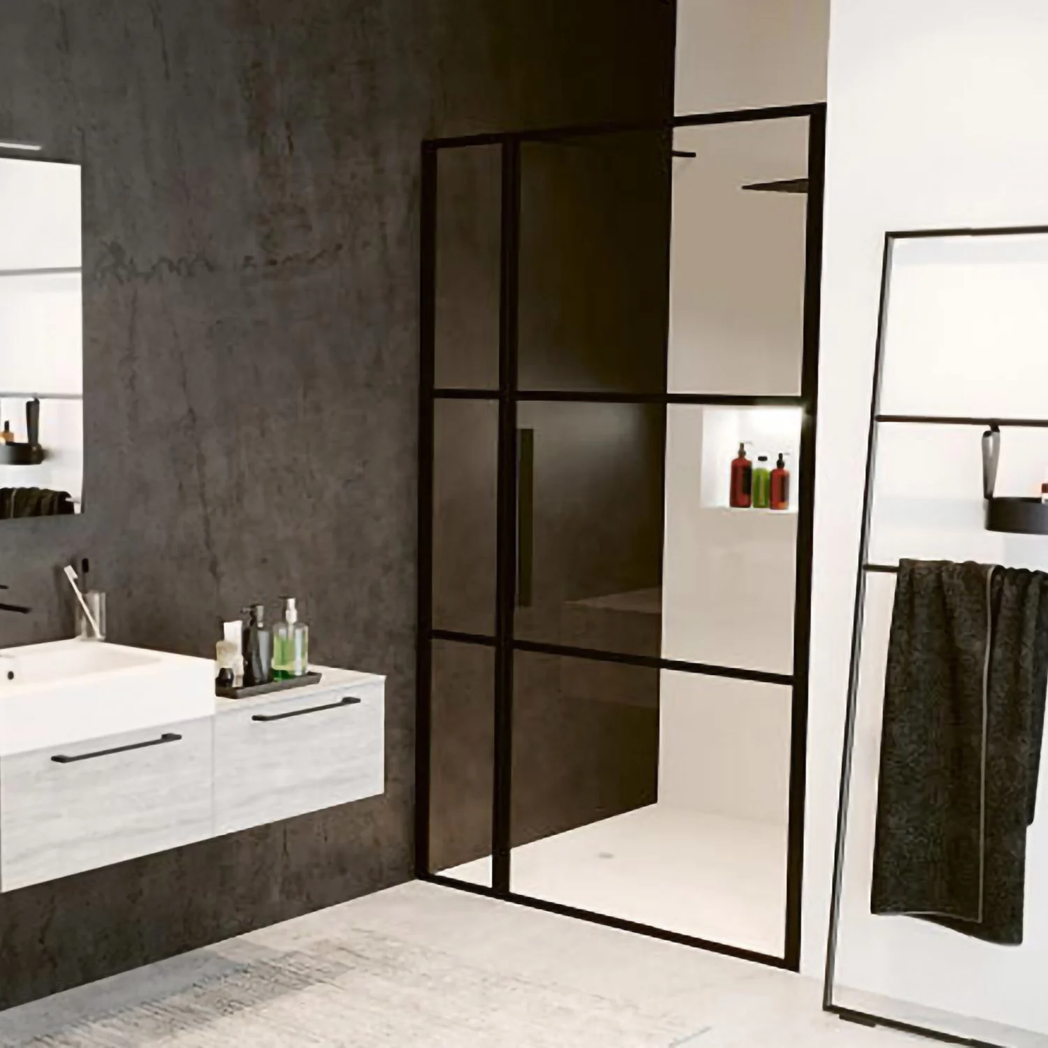 Riho Grid Pendeltür mit Festteil für Nische GB104 130 cm