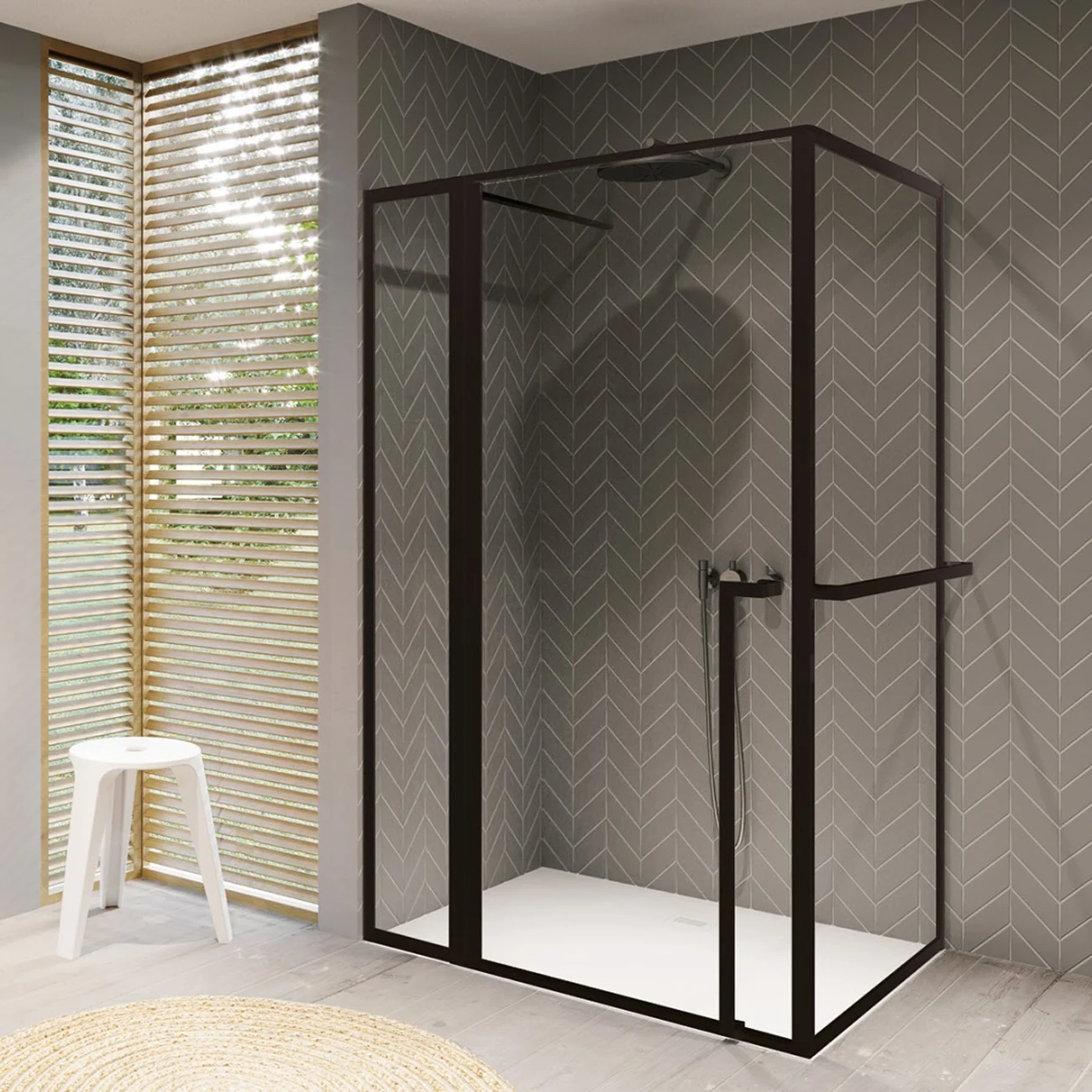 Riho Lucid Pendeltür Eckeinstieg mit Festteil und Seitenwand GD203 130 x 80 cm