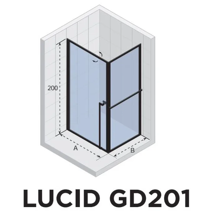 Riho Lucid Pendeltür Eckeinstieg mit Seitenwand GD201 80 x 80 cm Bild 3