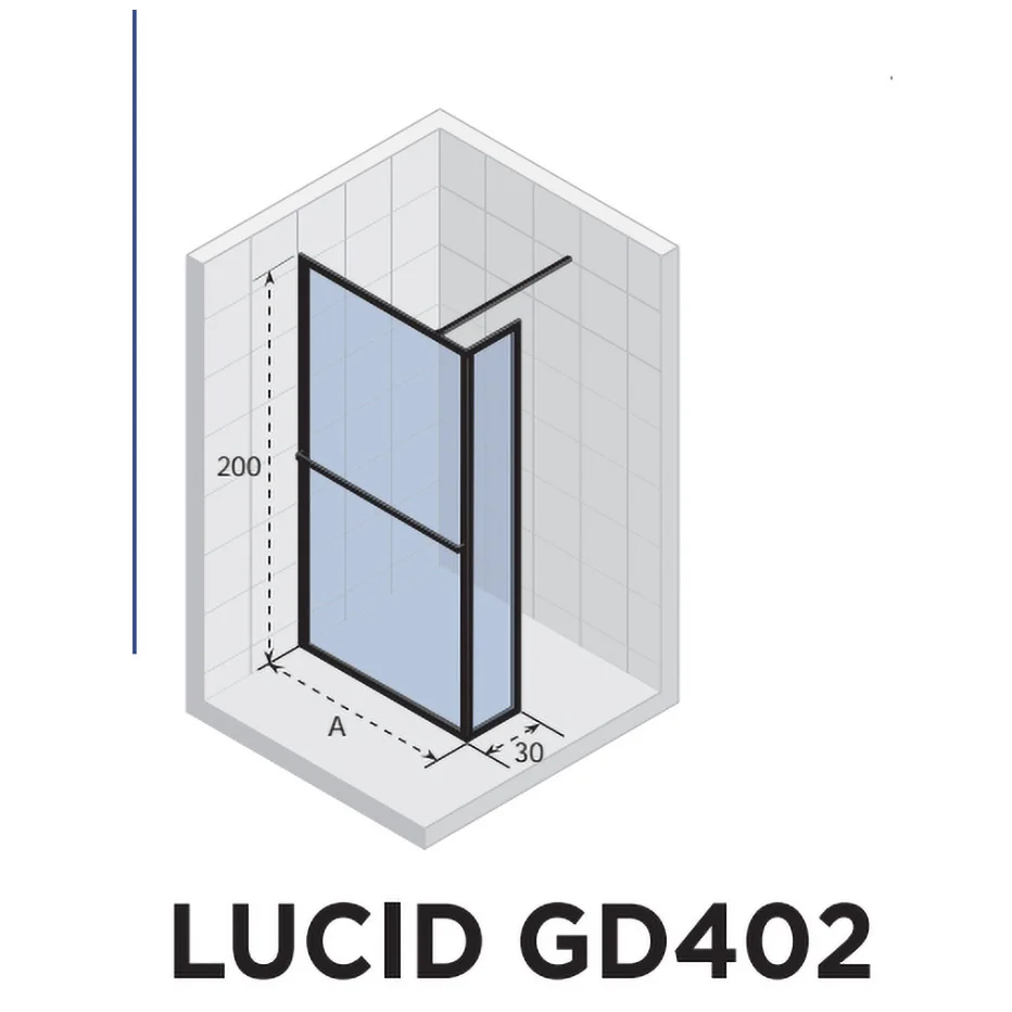 Riho Lucid Walk-In Duschwand mit Festteil GD402 140 cm Bild 3