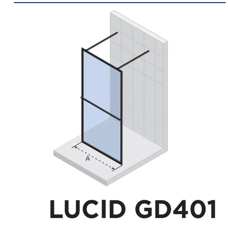 Riho Lucid Walk-In Duschwand GD401 90 cm mit 2 Stabilisierungsstangen Bild 2